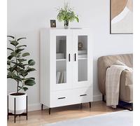 Mokuyary Highboard White 69.5 x 31 x 115 cm Wood Material Buffet Cabinet Highboard Modern Storage Cabinet Sideboard for Kitchen Living Room Dining Room Kitchen Buffet