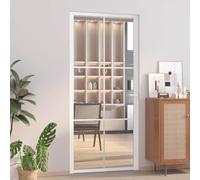 Mokuyary Interior Door Glass and White Aluminium 93 x 201.5 cm Sliding Glass Door for Bathroom, Living Room, Kitchen, White and Transparent, 3 x 2 Grids