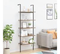 Mokuyary Ladder Shelf with 5 Shelves, Dark Brown and Black, 64 x 35 x 185 cm, Cellar Shelf, Storage Shelf, Workshop Shelf for Living Room, Bedroom, Kitchen