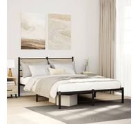 Mokuyary Metal Bed Frame without Mattress Sonoma Oak 160 x 200 cm Platform Bed with Slats Support Easy Assembly for Bedroom, Adults-A2