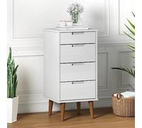 Mokuyary Molde White Chest of Drawers 40 x 35 x 82 cm Solid Pine Wood Storage Cabinet for Living Room, Bedroom, Hallway, Office