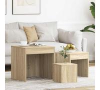 Mokuyary Nest of Tables, Nesting Tables 3 pcs Sonoma Oak Engineered Wood Sofa Tea Table Modren Living Room Furniture