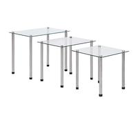 Mokuyary Nest of Tables, Nesting Tables 3 pcs Tempered Glass Sofa Tea Table Modren Living Room Furniture