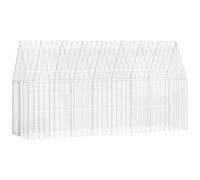 Mokuyary Rabbit Cage Silver 400 x 100 x 210 cm Galvanised Steel, Outdoor Rabbit Enclosure for Animals, Chicken Coop for Hens and Other Small Animals -B