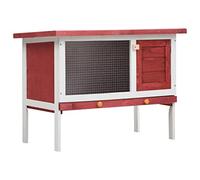 Mokuyary Rabbit Hutch 1 Level Red Wooden Rabbit Hutch with Removable Tray and Door, Rabbit Cage Small Animal Cage Rabbit House Chicken Coop Guinea Pig Hutch