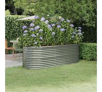 Mokuyary Raised Bed, Galvanised Steel, 224 x 80 x 68 cm, Silver, Plant Bed, Raised Bed, Planter for Vegetables, Herbs, Flowers and Succulents, Garden Bed, Plant Trough for Garden, Patio, Balcony