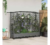 Mokuyary Raised bed with Trellis and Light Grey Roof 203.5 x 40 x 129 cm