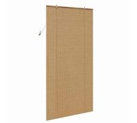 Mokuyary Roller Blind with Curtains Manual Brown 110 x 220 cm Bamboo Roller Blind, easy to assemble for Window and Door