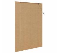 Mokuyary Roller Blind with Curtains Manual Brown 140 x 220 cm Bamboo Roller Blind, easy to assemble for Window and Door