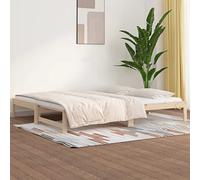 Mokuyary Sliding Bed without Mattress, 2 x (90 x 200 cm) Solid Pine Wood Day Bed Easy Assembly for Bedrooms, Adults