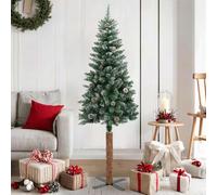 Mokuyary Slim Christmas Tree Real Wood and Pine Cones PVC 150 cm Tall Christmas Tree, Long Leg Stand for Tree Decorated with White Snow