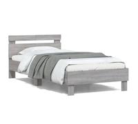 Mokuyary Sonoma Bed Frame with Headboard and LED Lights, Grey, 100 x 200 cm, Available in Various Sizes and Colours, Suitable for Guest Room, Bedroom and Bed Frames for Teenagers and Children