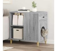 Mokuyary Sonoma Cat House Grey 72 x 42.5 x 70 cm Wood Composite Indoor | Cat Cabinet for Cats, Living Room, Bedroom