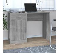 Mokuyary Sonoma Desk with Storage Space, Grey, 100 x 40 x 73 cm, Computer Table, Office Table, Corner Desk, Work Table, PC Table for Office, Study, Bedroom, Living Room