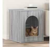 Mokuyary Sonoma Grey Cat House 53 x 52 x 62 cm Engineered Wood Kennel Shelter Protective Box for Cats, Pets