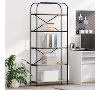 Mokuyary Sonoma Oak Bookcase, 80 x 30 x 183 cm, Wood Basement Shelf, Storage Shelf, Workshop Shelf for Living Room, Bedroom, Kitchen, A1