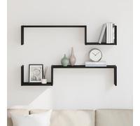 Mokuyary Wall Shelf with Shelf 2 Pcs Black Oak 100 x 15 x 20 cm Wall Shelves, Floating Shelves, Hanging Shelves for Living Room, Office, Bathroom, Kitchen