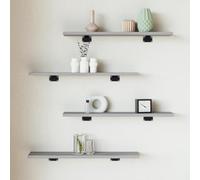 Mokuyary Wall Shelves 4 pcs Grey Sonoma 60x10x1.5 cm Engineered Wood Modern Floating Wall Shelf Bookshelf for Living Room Display, Bedroom, Office Storage