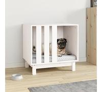 Mokuyary White Dog Kennel 60 x 45 x 57 cm Solid Pine Wood Kennel for Dogs Easy to Assemble for Outdoors, Garden, Terrace