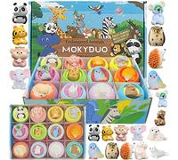 MOKYDUO Bath Bombs for Kids, Bath Bomb Assortment, Educational Animal Toys Inside, Birthday Gift for Boys and Girls, Easter Bath Bombs
