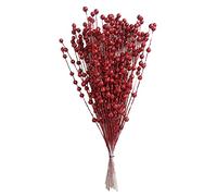 Mokyler Christmas Glitter Berries Stems, 100 PCS Artificial Glitter Berry Stems Christmas Picks Glitter Beaded Sticks for Christmas Holiday Party Wedding Home Decoration, Red