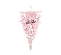 Mokyler Pink Artificial Teardrop Swag, 24inch Christmas Artificial Floral Swag Teardrop Front Door Wreath Pine Swags for Wall Hanging Door Holiday Decor