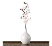 Mokylor 1Pcs White Artificial Silk Plum Blossom Flower Branches, 23.6 Inch Long Stem Plum Blossom, Fake Spring Plum Branches for Wedding Home Office Party Hotel Yard Decoration(#1)