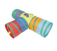 Mokylor 3 Way Cat Tunnel for Indoor Cats, Peekaboo Cat Cave with Cat Toys, Collapsible Cat Play Toy for Puzzle Exercising Hiding Training with Hanging Plush Balls for Rabbits Kittens and Dogs