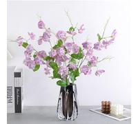 Mokylor 3PCS Artificial Pea Flowers Plant Branches, 21.7in Faux Fake Pea Flowers Bouquet with Green Leaves Silk Sweet Pea Blossom Floral Picks Decorative for Vase Table Centerpieces Home(purple)