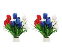 Mokylor 6 Pcs Artificial Tulips Flowers Bouquets for Independence Day Decor, 12.2 Inch Simulation 36 Head Red White Blue Silk Cloth Tulips Flower Bunch for Home Garden Flower Arrangement Pot (6 PCS)