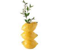 Mokylor Decorative Ceramic Fruit Vase, Lemon and Strawberry Fruit Flower Vase for Centerpiece Decor, Stacked Fruit Vase for Home Bedroom Kitchen Living Room Office Table Accent Decor(yellow)