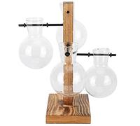 Mokylor Desktop Glass Planter, Plant Terrarium with Wooden Stand Air Planter Bulb Glass Vase, Flower Vase Desktop Terrarium for Propagating Hydroponic Cutting Plants, Home and Office Decoration