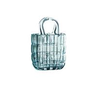 Mokylor Glass Purse Vase for Flowers, 11in Handbag Shape Unique Flower Vase Decorative, Fish Bowl Handbag Cute Vase Bubble Wide Mouth Vase for Centerpieces Home Wedding Decor(Blue)