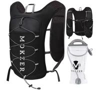 Mokzer 2L Hydration Backpack Leakproof Lightweight for Hiking Running Cycling for Men Womens (Black Running Vest (9L) - with 2L Water Bag)