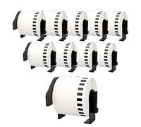 Molabel 10 Rolls Compatible with Brother DK-22205 Black/White 62mm x 30.48m