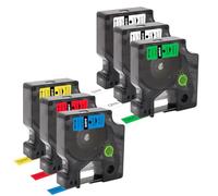 Molabel 6 × 12mm x 7m Label Tape - Compatible with Dymo D1. for LabelManager 160-420P. Models: 45010-45019. Colors: Black on Clear, White, Yellow, Red, Green, Blue.