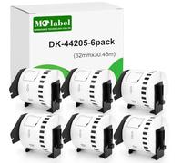 Molabel 6 Rolls DK-44205 White Removable Continuous Labels 62mm x 30.48m