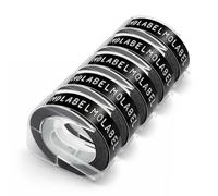 Molabel Embossing Tape White on Black Compatible with Dymo 3D Embossing Tapes 9 mm x 3 m Self-Adhesive Tape S0847730 for Dymo Omega Embossing Device Pack of 5