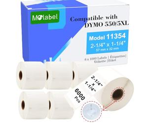 Molabel Multi-Purpose Labels - 6 Rolls (with RFID Chip) for Dymo S0722540 11354 - 57 mm x 32 mm, Compatible with Dymo LabelWriter 550 Printers - 1,000 Labels per Roll.