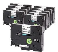 Molabel Pack of 10 Compatible TZ231 TZe231 for Brother TZe-231 TZ-231 Tze 12 mm 0.47 Laminated White Tze Label Tape for P-Touch PT-H100R PT-H105 PT-H100LB PT320 PT340 ST1150 ST1150DX PT1300 PT1700