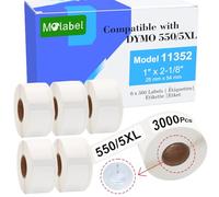 Molabel Return Address Labels - 6 Rolls (with RFID Chip), Suitable for Dymo S0722520 11352, Size 25 mm x 54 mm, Compatible with Dymo LabelWriter 550 Printers, 500 Labels per Roll.