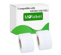 Molabel Standard Address Labels- 2 Rolls for Dymo S0722370 99010-chip - 28mm x 89mm Compatible with Dymo LabelWriter 550 Printers - 130 Labels per Roll.