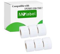 Molabel Standard Address Labels 6 Rolls for Dymo S0722370 99010-chip - 28mm x 89mm Compatible with Dymo LabelWriter 550 Printers 260 Labels per Roll.