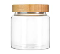 MOLADRI 480 ml / 16 oz clear cute glass storage canister holder with airtight bamboo lid, modern decorative small container jar for coffee, spice, candy, salt, cookie, condiment, pepper, sugar