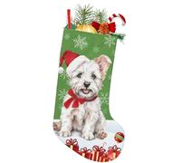 MOLAIGIN Christmas West Highland White Terrier Santa Dog 18 Inches Christmas Stocking Classic Large Soft Stockings Santa, Xmas Character for Family Holiday Christmas Party Decor Gifts