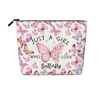 MOLAIGIN Cosmetic Bag For Women, Travel Makeup Bag, Toiletry Zipper Bag, Large Capacity Aesthetic Cases, Just A Girl Who Love Butterfly Cute Butterflies, One Size