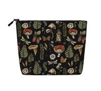 MOLAIGIN Cosmetic Bag For Women, Travel Makeup Bag, Toiletry Zipper Bag, Large Capacity Aesthetic Cases, Wicthcrafts Red Mushroom Leaf Dragonfly, One Size