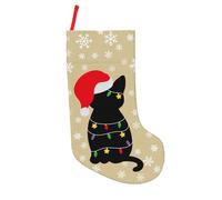MOLAIGIN red Xmas Merry Christmas Sant Cute cat Snowflakes 18 Inches Christmas Stocking Classic Large Soft Stockings Santa, Xmas Character for Family Holiday Christmas Party Decor Gifts