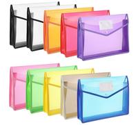 Molain 10 Pack Plastic Expanding File Folders, A4 Size Waterproof Documents Organizer Snap Closure Pouch with Card Pocket Large Capacity Transparent Folders for Office School File Storage