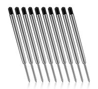 Molain 10 Pcs Black Metal Ballpoint Pen Refills, 1mm Medium Point, Black Ink, Smooth Writing, Ideal for School and Office